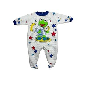 Vintage Muppet Babies Kermit Sleeper – Medium (14–18 lbs) – Made in USA